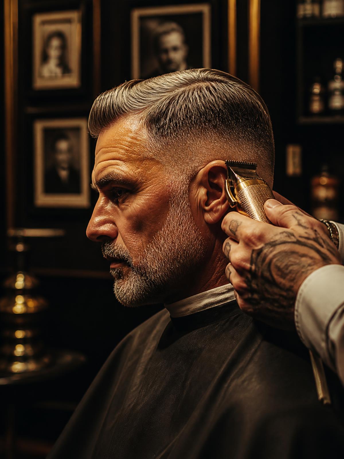 Precision skin fade, mid-blend